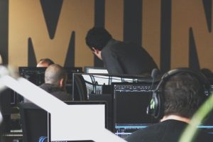 Workers in vewing computer monitors